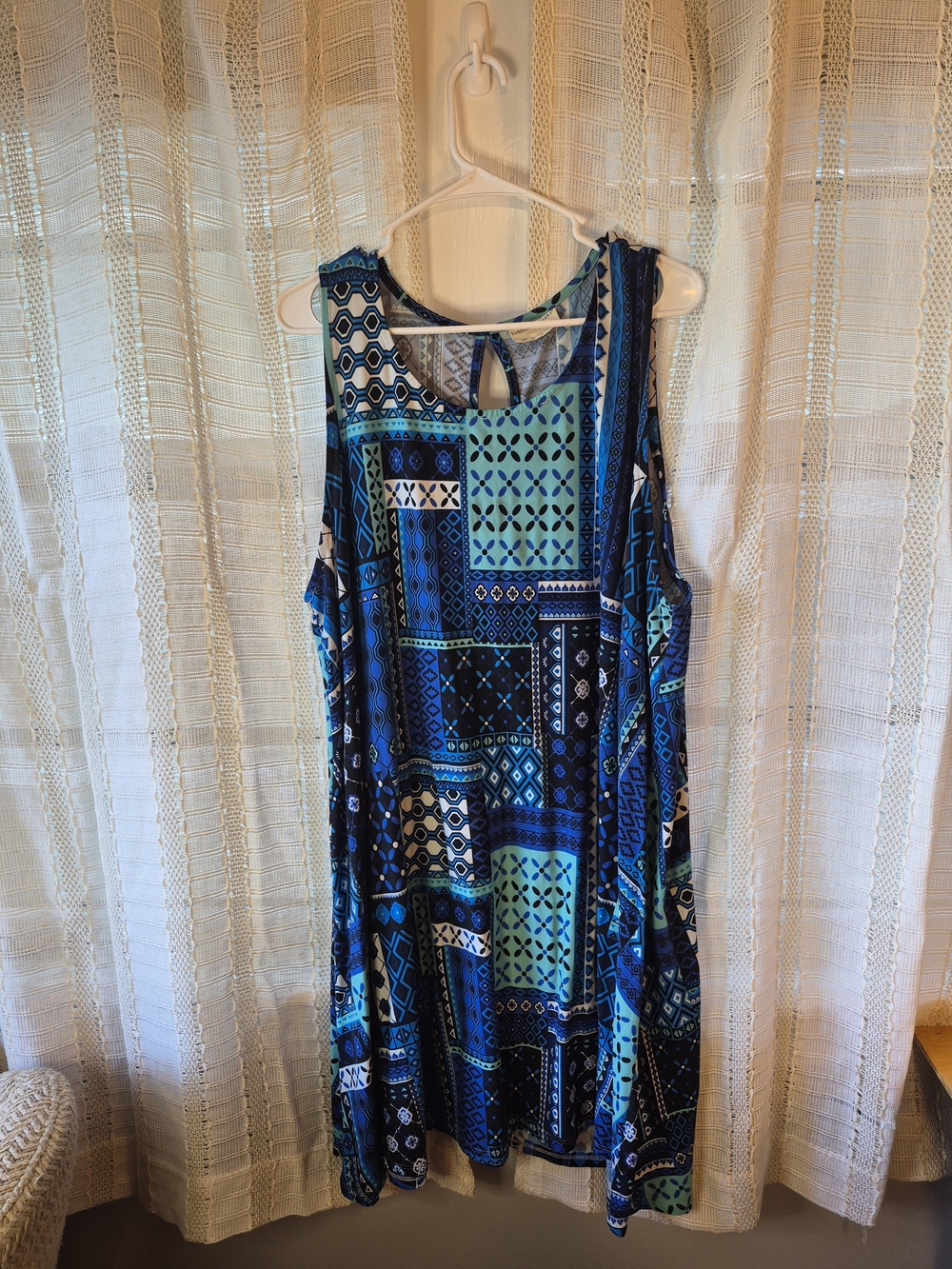 Bobbie Brooks Blue & Teal Patchwork Sleeveless Dress Size 3X
